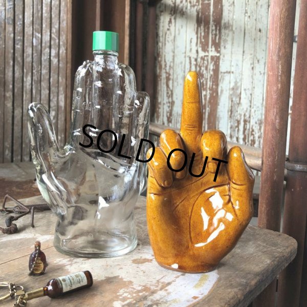 画像12: Vintage Hand Motif Lation Glass Bottle (B895) (12)