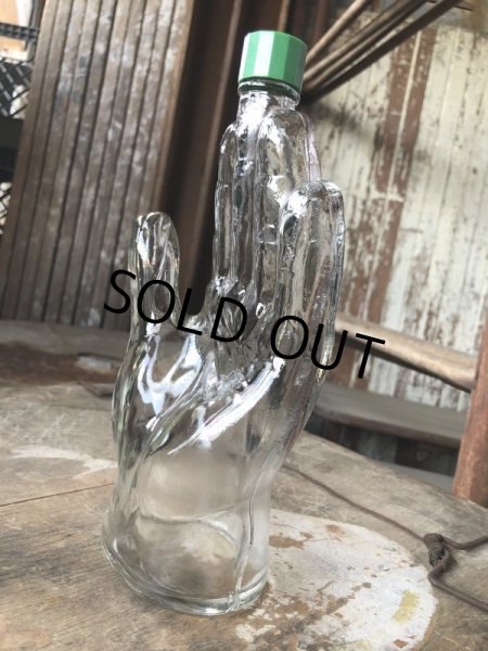 画像5: Vintage Hand Motif Lation Glass Bottle (B895) (5)