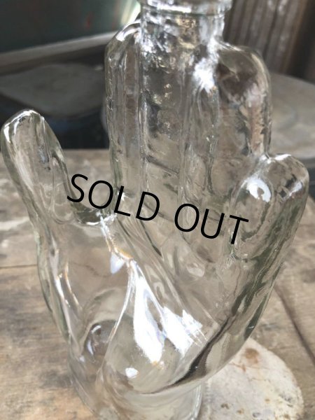 画像10: Vintage Hand Motif Lation Glass Bottle (B895) (10)