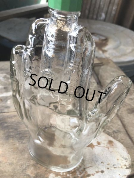 画像11: Vintage Hand Motif Lation Glass Bottle (B895) (11)