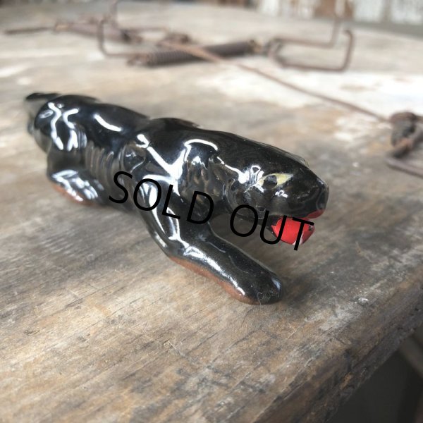 画像3: 50s Vintage Black Panther Ceramic Deco Small Size Statue (B912) (3)