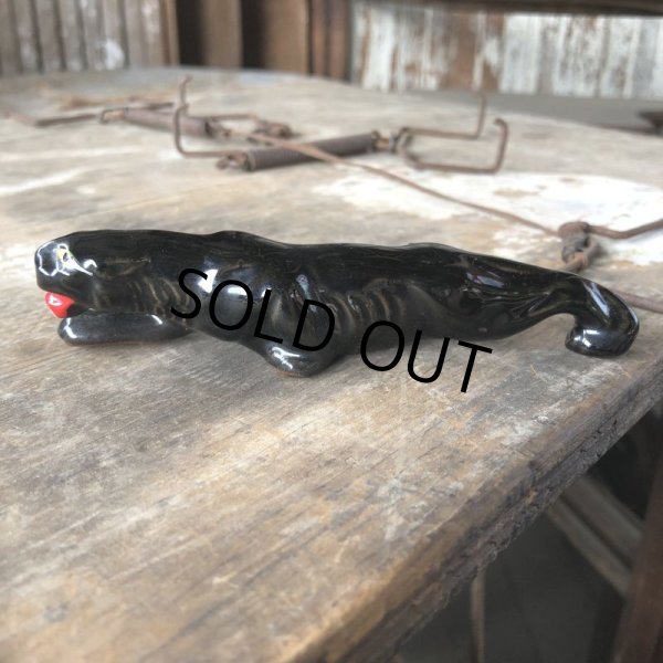 画像2: 50s Vintage Black Panther Ceramic Deco Small Size Statue (B912) (2)