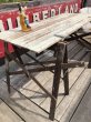 画像7: Vintage Industrial Rustic Wooden Folding Sawhorses (B934) (7)