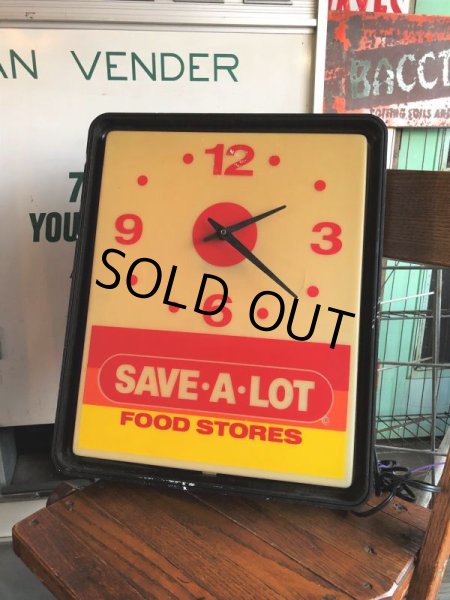 画像1: Vintage Advertising SAVE-A-LOT Food Stores Store DIsplay Light Clock Sign (B940) (1)