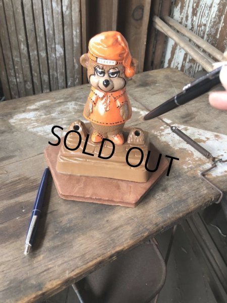 画像17: 60s Travelodge Sleepy Bear Counter Display Pen Holder Hard to Find ! (M034) (17)