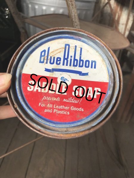画像1: Vintage Blue Ribbon Saddle Soap Can (B087) (1)