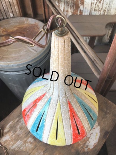 画像2: Vintage U.S.A Mid Century Pottery Ceramic Hanging Lamp (M090)  (2)