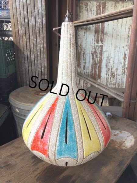 画像11: Vintage U.S.A Mid Century Pottery Ceramic Hanging Lamp (M090)  (11)