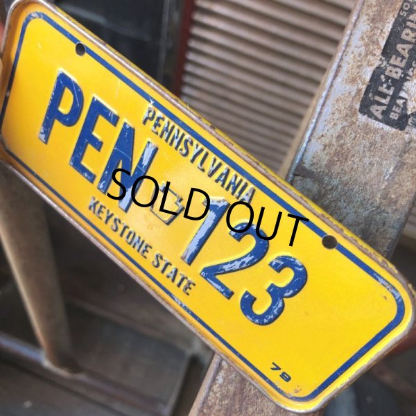 画像2: 70s Vintage Bicycle License Plate 1979 PENNSYLVANIA PEN-123 (M106) (2)