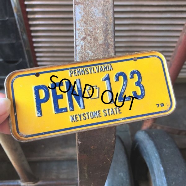 画像1: 70s Vintage Bicycle License Plate 1979 PENNSYLVANIA PEN-123 (M106) (1)