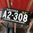 画像1: 50s Vintage Bicycle License Plate 1953 ARIZONA A2-308 (M108) (1)