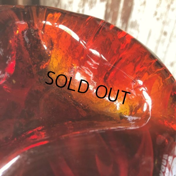 画像2: Vintage Mid Century Glass Ashtray Red (M132)  (2)