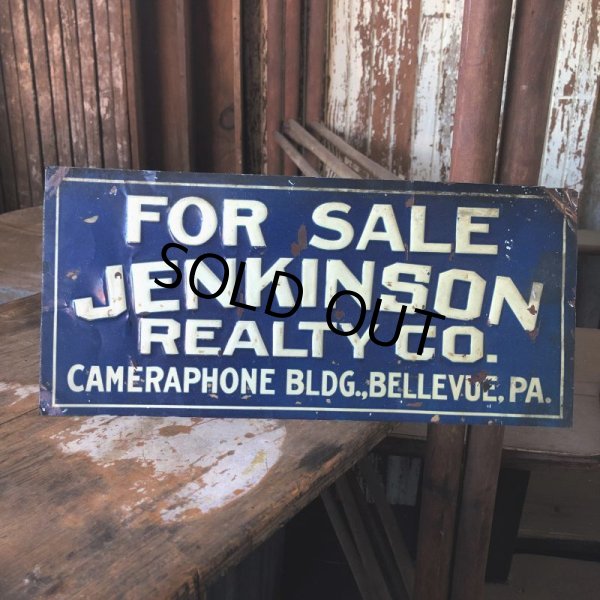 画像1: Antique JENKINSON REALTY CO. Cameraphone Building Bellevue PA Tin Sign (M147)  (1)