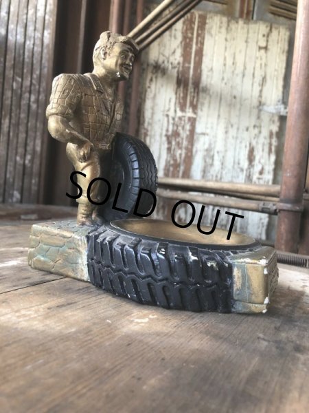 画像7: 60s Sears Roebuck MR.ALLSTATE Load Rated Truck Tires Plaster Ashtray (M190) (7)