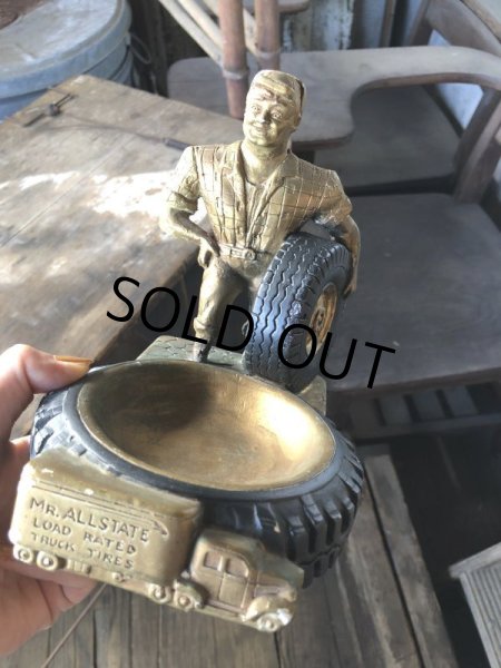 画像17: 60s Sears Roebuck MR.ALLSTATE Load Rated Truck Tires Plaster Ashtray (M190) (17)