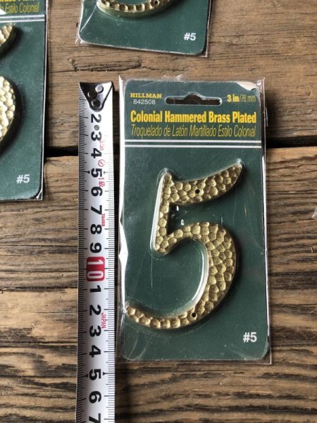 画像5: Vintage Hillman 3-Inch Colonial Hammersd Brass Plated House Number 5 (M210)  (5)