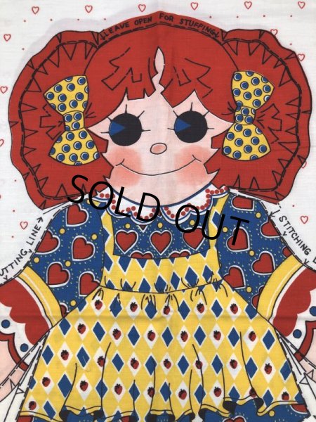 画像2: 70s Vintage N.O.S Cut N Sew Cloth Fabric Panel Pillow Doll  Red Hair Girl (M293)  (2)