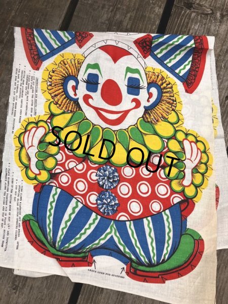 画像4: 70s Vintage N.O.S Cut N Sew Cloth Fabric Panel Pillow Doll  Clown (M297)  (4)