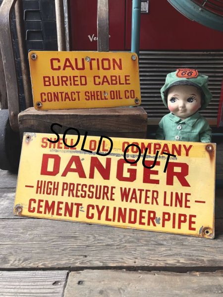 画像11: RARE!! Vintage ORIGINAL Shell Oil Company CAUTIN Sign (M307)  (11)