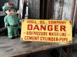 画像1: RARE!! Vintage ORIGINAL Shell Oil Company DANGER Sign (M306)  (1)