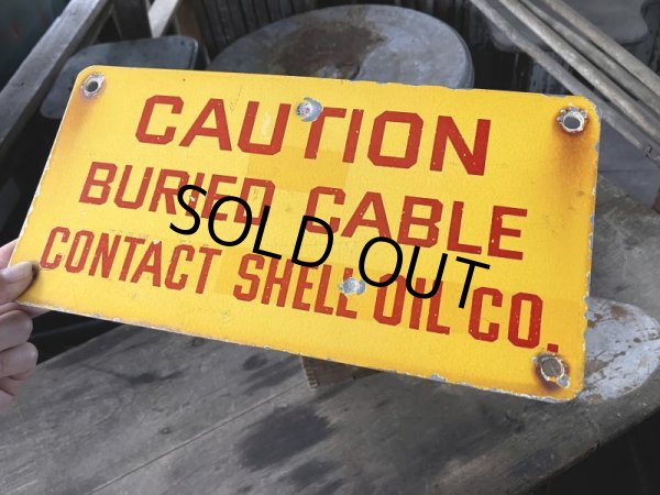 画像6: RARE!! Vintage ORIGINAL Shell Oil Company CAUTIN Sign (M307)  (6)