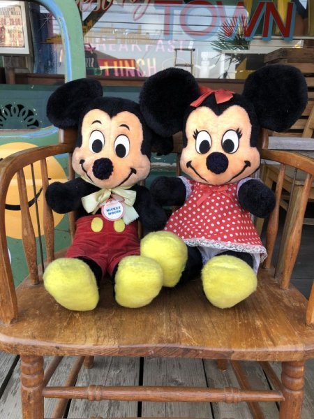 画像1: Vintage Disney Minnie & Mickey Mouse Plush Doll Set 60cm (M344) (1)