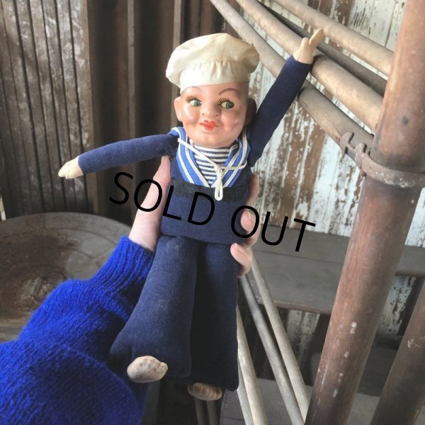 画像10: Vintage Sailor Composition Doll 28cm (M345)  (10)