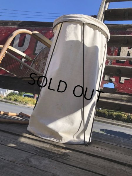 画像4: Vintage Laundry Wire Hamper Canvas Duffel Bag (M366)  (4)