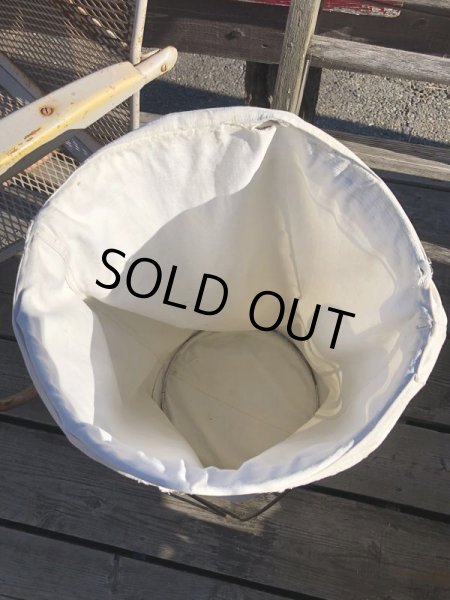 画像3: Vintage Laundry Wire Hamper Canvas Duffel Bag (M366)  (3)