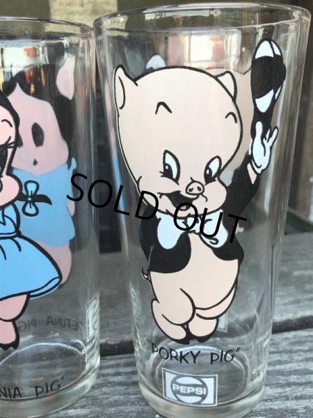 画像6: 70s Vintage Pepsi Glass Porky Pig & Petunia Pig SET (M373) (6)