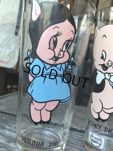 画像5: 70s Vintage Pepsi Glass Porky Pig & Petunia Pig SET (M373) (5)