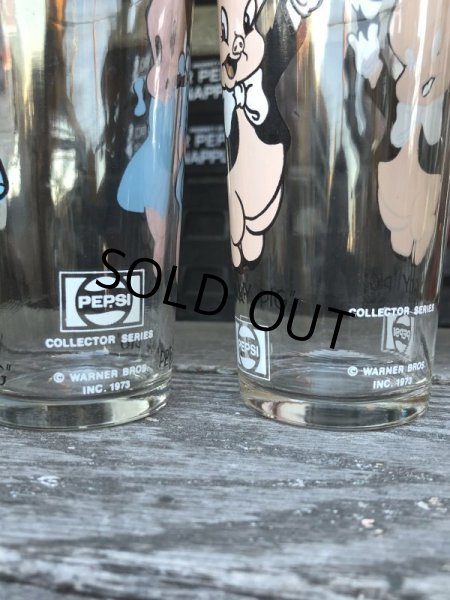 画像7: 70s Vintage Pepsi Glass Porky Pig & Petunia Pig SET (M373) (7)