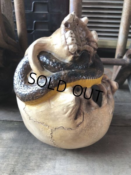 画像14: Rare ! Vintage Skeleton Skull & Snake Figurine Statue Hard to Find !!! (M382) (14)