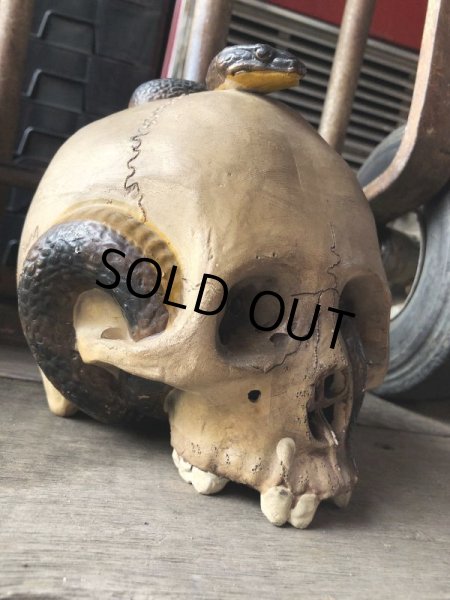 画像13: Rare ! Vintage Skeleton Skull & Snake Figurine Statue Hard to Find !!! (M382) (13)