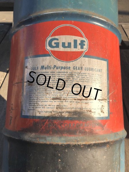 画像12: Vintage Drum Oil Can Gulf Muliti-Porpose Gear Lubricant 90 16 U.S. GALLONS (M394) (12)