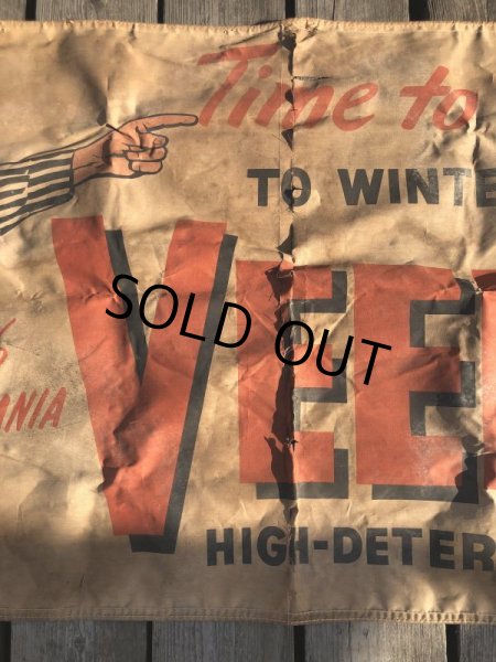 画像3: 【店舗引きり限定】 Vintage 30s-40s era Veedol Motor Oil Cloth Canvas Banner Store Sign (M447)  (3)