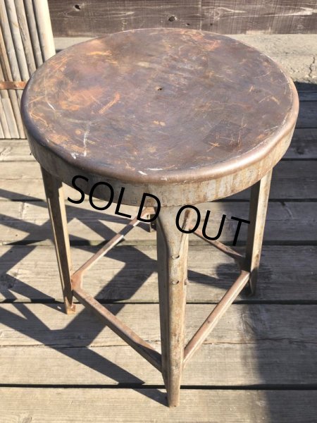 画像2: Vintage Industrial Iron Stool (M459) (2)