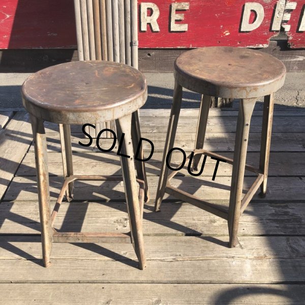 画像12: Vintage Industrial Iron Stool (M459) (12)