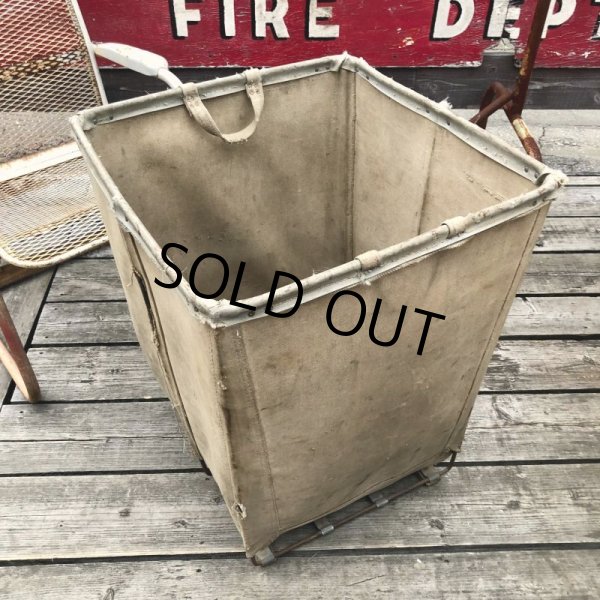 画像9: Vintage Industrial Shop Laundry Canvas Tolling Storage Bin (M462) (9)