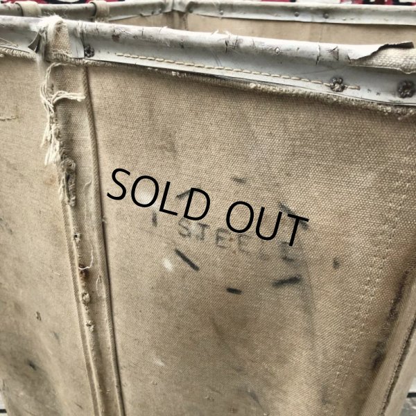 画像2: Vintage Industrial Shop Laundry Canvas Tolling Storage Bin (M462) (2)