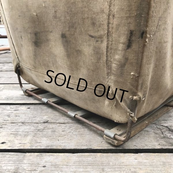 画像3: Vintage Industrial Shop Laundry Canvas Tolling Storage Bin (M462) (3)