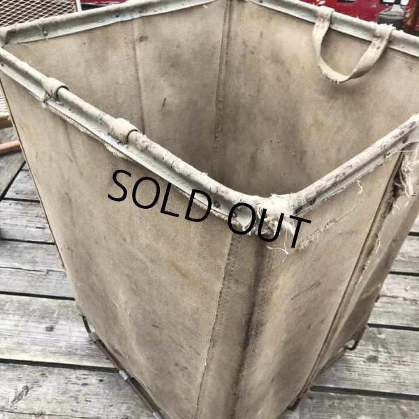 画像10: Vintage Industrial Shop Laundry Canvas Tolling Storage Bin (M462) (10)