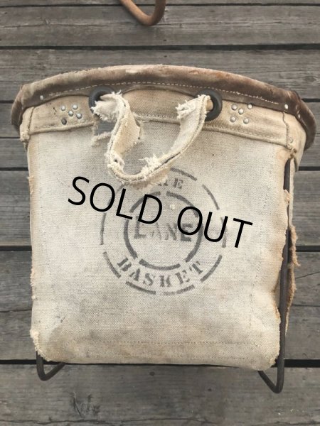 画像10: Vintage Industrial Laundry Canvas Basket (M463) (10)