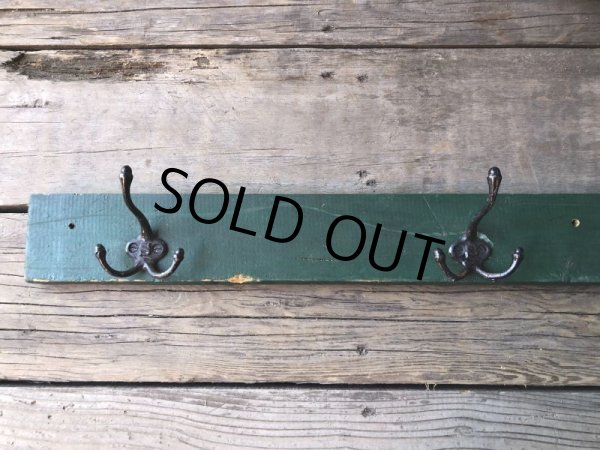 画像8: Antique U.S.A . 5 Iron Hooks Rack Wooden Wall Mounted Coat Hanger (M463) (8)