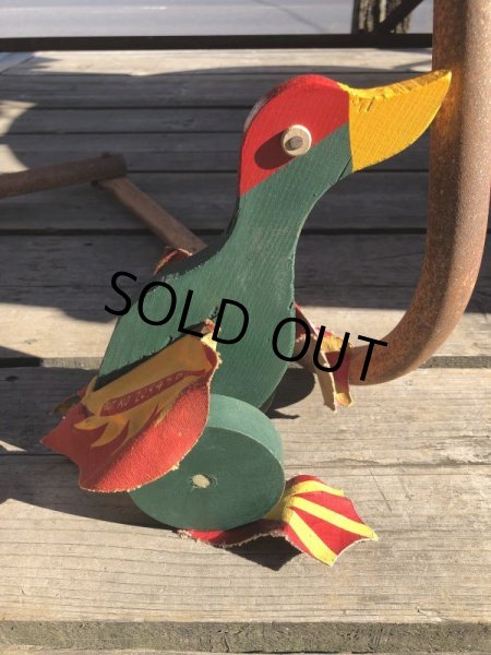 画像5: Vintage Wooden Walking Bird Runner Push Toddler Toy (M489) (5)