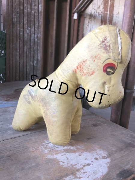 画像1: Vintage Vinyl Leather Stuffed Plush Dog Doll Memorial ( M491) (1)