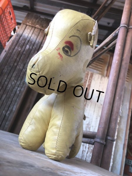 画像2: Vintage Vinyl Leather Stuffed Plush Dog Doll Memorial ( M491) (2)