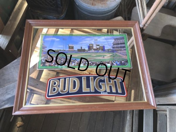 画像2: 90s Vintage BUDWEISER Bud Light Chicago Cubs Sunlit Wrigley Field Bar Pub Mirror Sign (M493) (2)