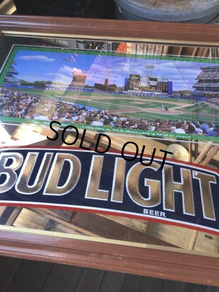 画像4: 90s Vintage BUDWEISER Bud Light Chicago Cubs Sunlit Wrigley Field Bar Pub Mirror Sign (M493) (4)