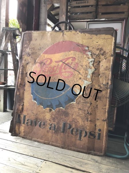 画像13: 50s Vintage Advetising "Have a Pepsi" Store Display Embossed Metal Sign (M497) (13)